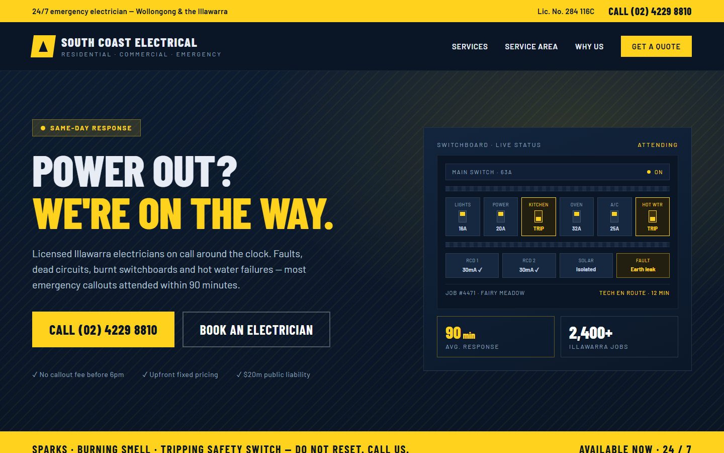 South Coast Electrical — concept site preview